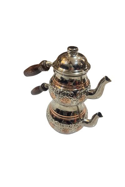seymenbıçakçılık Ottoman Embroidered Trabzon Copper Teapot Hand Forged Large Size