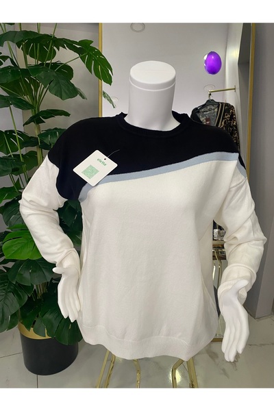 Anka Şerit detaylı triko kazak