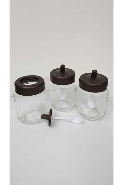 abenim 8 Pieces Spice Holder Set with Matte Lid and Spoon - 330 ml - Glass Jar