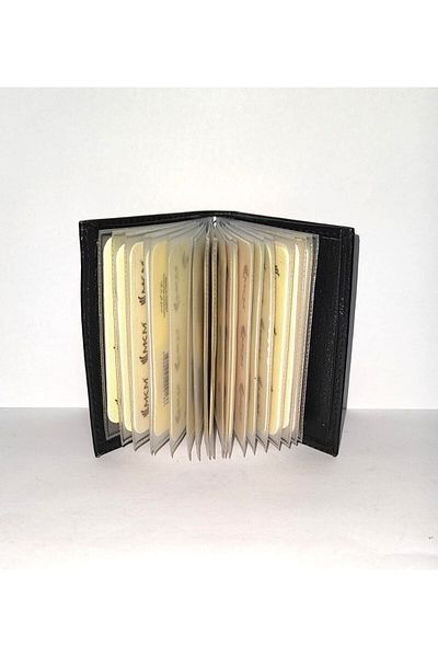firdevsi hobi Genuine Leather Vertical 20 Pieces Transparent Card Holder Wallet