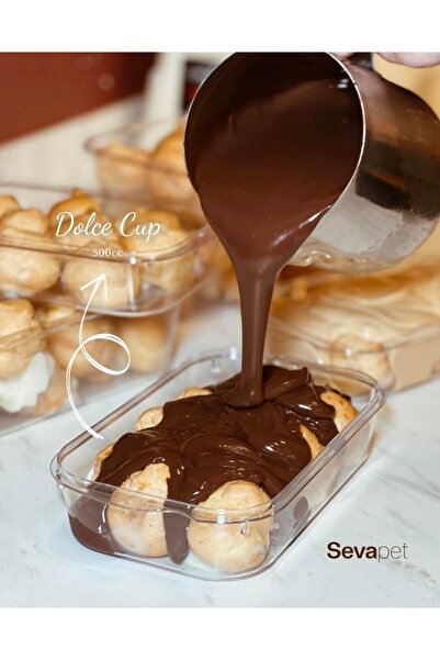 SEVAPET Dolce Cup / 500 Cc Sert Plastik Kristal Profiterol Kutusu 10 Adet