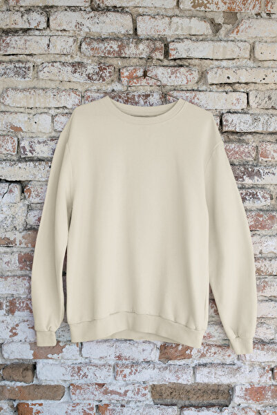 Butik Φούτερ Unisex με μακρύ μανίκι 2 νήματα χωρίς στάμπα με λαιμόκοψη ποδηλάτου