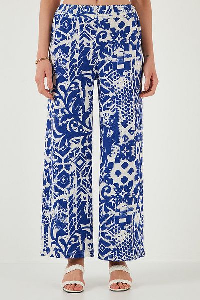Lela Patterned Standard Fit High Waist Wide Leg Pants Pants 5869019