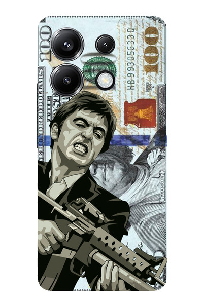 TechTree POCO X6 PRO Uyumlu Scarface Dolar Tasarımlı Şeffaf Silikon Kılıf