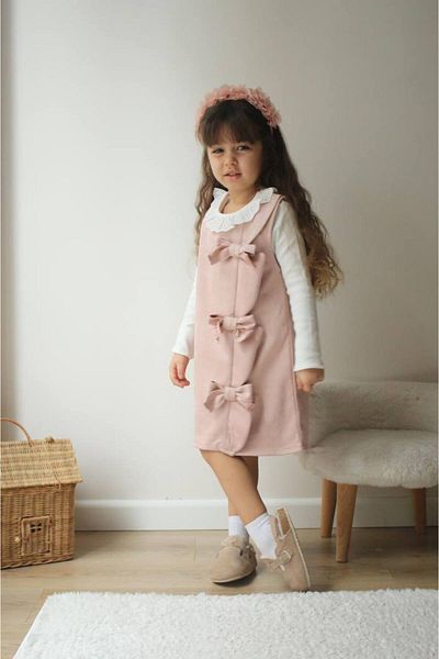 Ribbon kids Suede Girls Dress Set