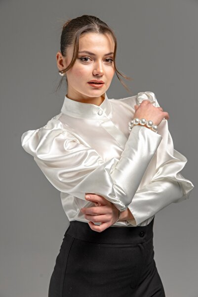 CANNAS Tasarım Karpuz Kol Düşes Saten Majestic Gömlek