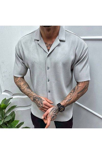 tetramoda Corded Cotton Short Sleeve Shirt