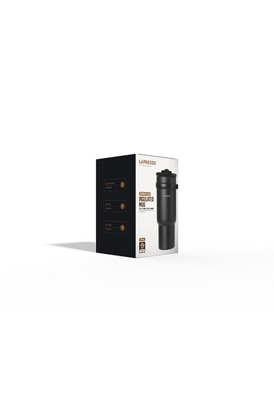 Lepresso Coffee Mug With Stainless Straw 900Ml - Black