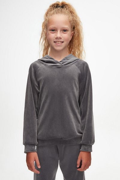 LOVETTI Gray 3 Girls' Velvet Bottom Top Suit