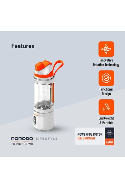 porodo 240W 6 Blade Portable Blender 700Ml- White