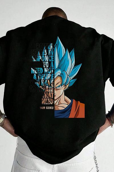 Massgai Βαμβακερό μπλουζάκι One Piece Monkey Nika Son Goku Anime με μοτίβο Unisex Oversize