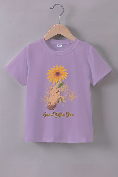 MYADA Tricou pentru copii cu imprimeu floarea soarelui 22718
