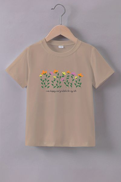 MYADA Tricou pentru copii cu imprimeu Happy Flowers premium 22673