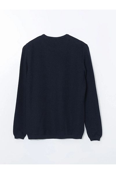 LC Waikiki XSIDE Marineblauer Langarm-Strickpullover für Herren mit Rundhalsausschnitt