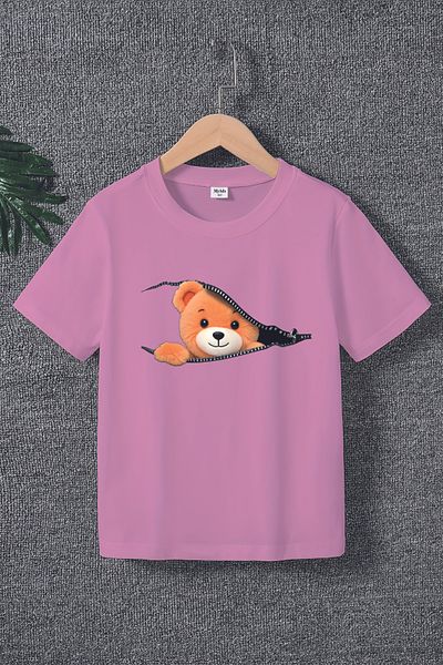 MYADA Tricou pentru copii cu imprimeu cu ursuleț în stil premium 22575