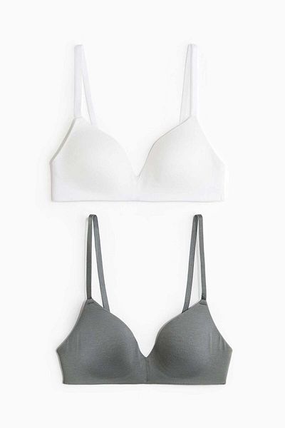 H&M 2-pack Padded Non-wired Cotton Bras