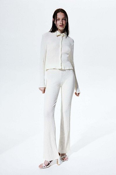 H&M Flared textured trousers