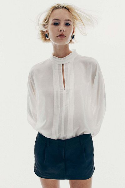H&M Sheer Pintuck Blouse