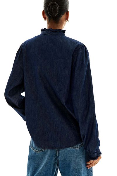 H&M Frill-trimmed denim blouse