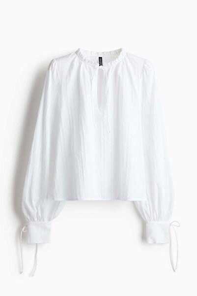 H&M Tie-detail cotton blouse