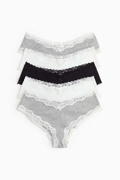 H&M 5-pack cotton and lace hipster briefs