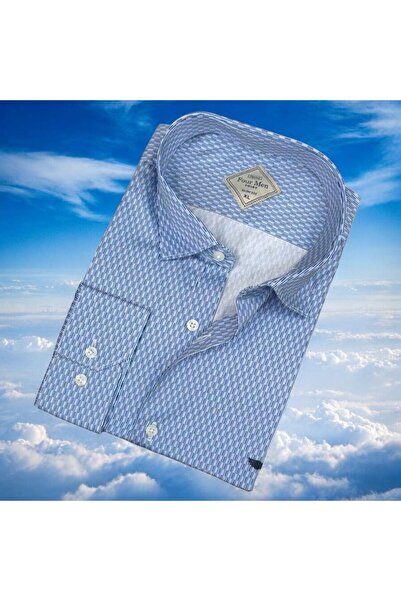 EREN STYLE Pamuk paketa svetloplavih muških košulja dugih rukava ( Slim fit u...
