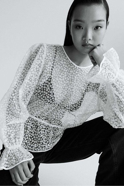 H&M Sequined peplum blouse