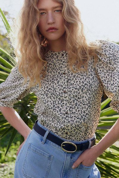 H&M بلوزة بوبلين