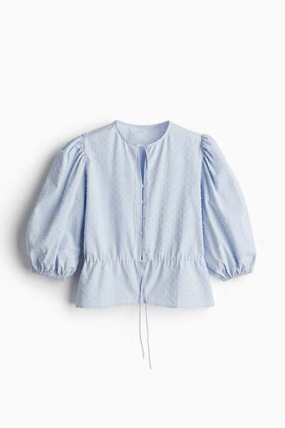 H&M Puff-sleeved cotton blouse