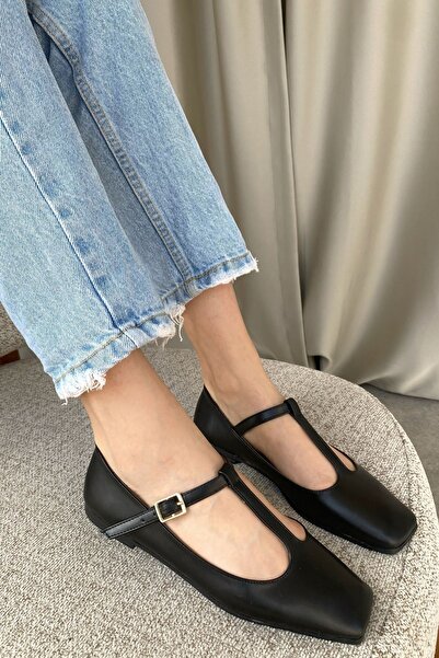MODAADAM Дамски балерини Diago - черни, кожени