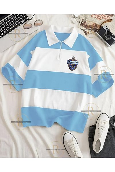 Risil-Nu Company Μπλουζάκι με μοτίβο Harry Potter House με μισό φερμουάρ Polo Neck Oversize - Ανδρικά και Γυναικεία