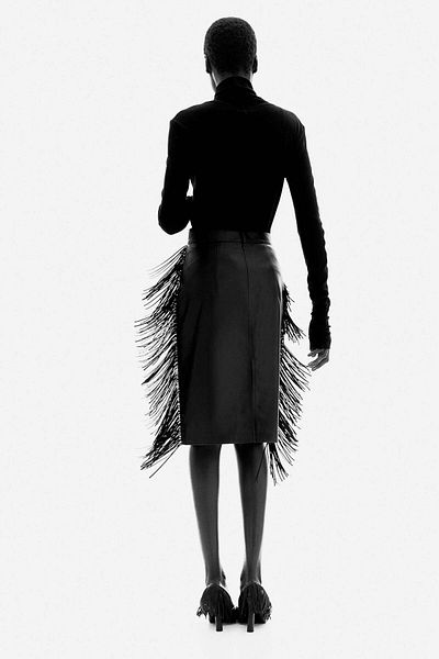H&M Fringed coated skirt