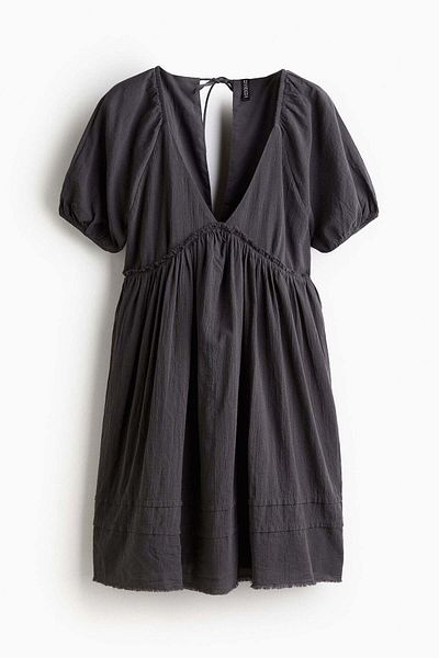 H&M Tie-detail Crinkled Throw-on Dress