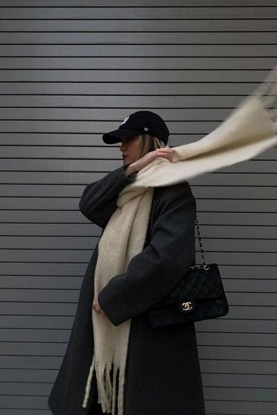 mrcans Εισαγόμενο εκρού με μαλακή υφή με τετράγωνο σχέδιο μαλακό πουφ κασκόλ Σάλι ώμου