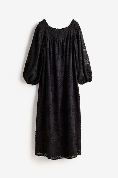 H&M Jacquard-weave off-the-shoulder dress