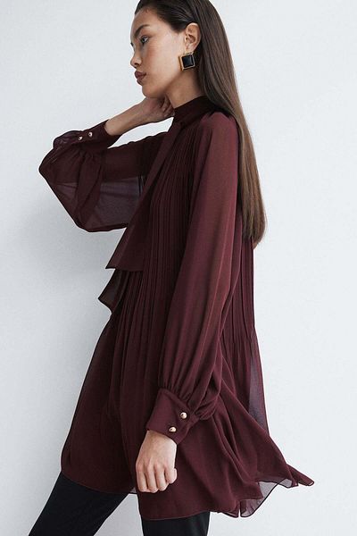 H&M Tie-neck plissé dress