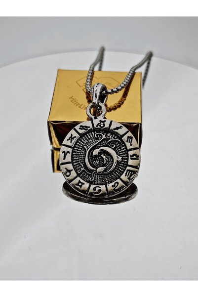 YÖRÜK TASARIM Pisces Zodiac Necklace - Women Men Steel Silver Color Special Design Astrology Necklace