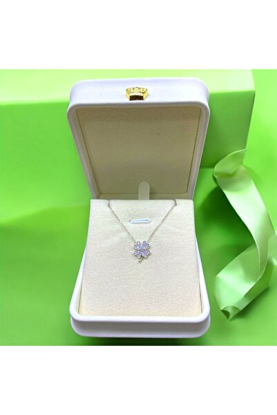 JEWELRY ZARİF YONCA MODEL 18K BEYAZ ALTIN KAPLAMA 925 AYAR GÜMÜŞ KOLYE