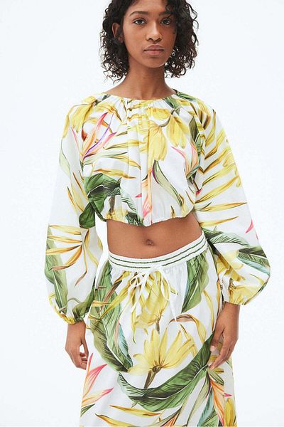 H&M Cropped poplin blouse