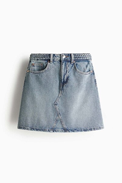 H&M Braided-detail denim skirt