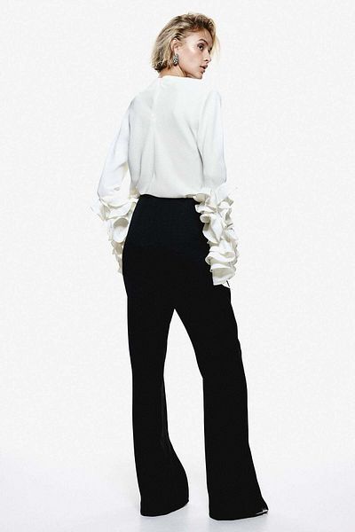 H&M Flared slit-hem twill trousers