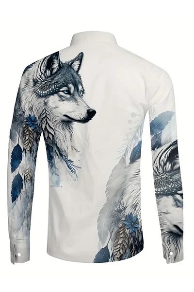 KURT Ανδρικό αθλητικό πουκάμισο με στάμπα 3 Boyzku Wolf