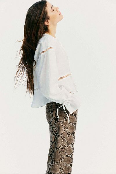 H&M Oversized lace-inset blouse