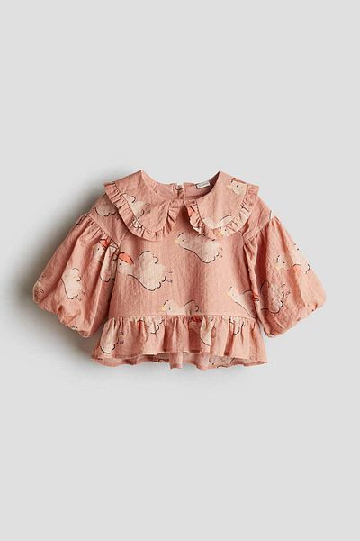 H&M Puff-sleeve seersucker blouse