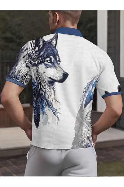 KURT Μπλουζάκι πόλο με στάμπα 3D Wolf