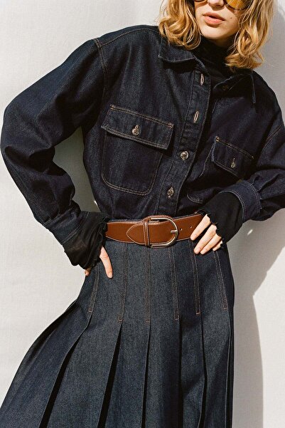 H&M Pleated denim skirt