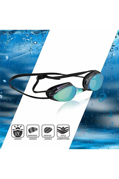 Nivia Swimming Goggles | Unisex | Black & Blue | One Size) | Polycarbonate | Swim Goggles | Anti Fog