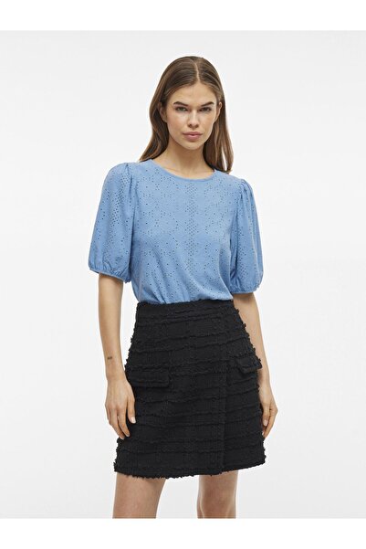 VILA Oberteil mit kurzen Ärmeln Rundhals