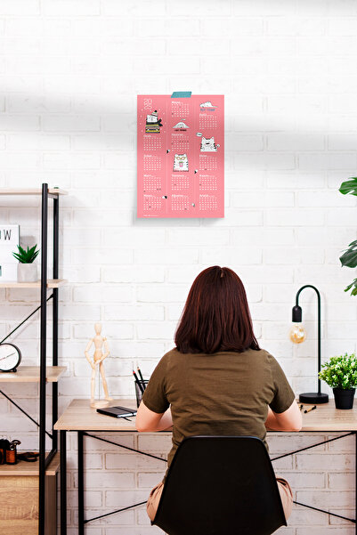 Varyant 2026 Duvar Takvimi - Kedili Takvim - Poster Takvim 33x48 Cm Renkli Ve Eğlenceli