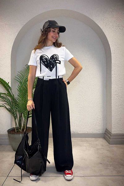 Clothing palette Crepe Pants with Double Waist Label Accessories